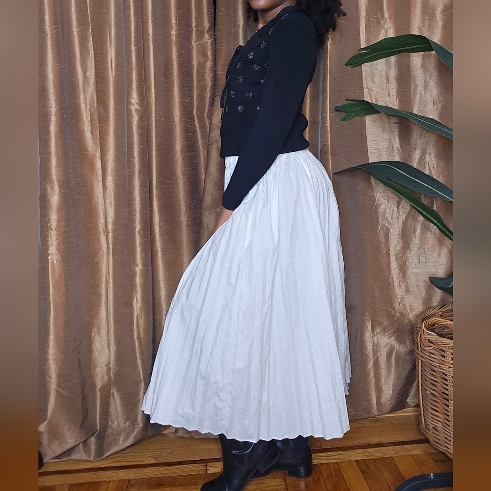 J. Crew White A-Line Pleated Skirt Sz:Xsmall